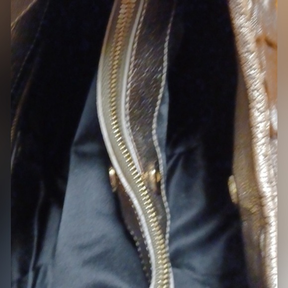 MOSCHINO authentic limited edition Metallic Leather & Black Velvet Ruffle Bag - Picture 8 of 10